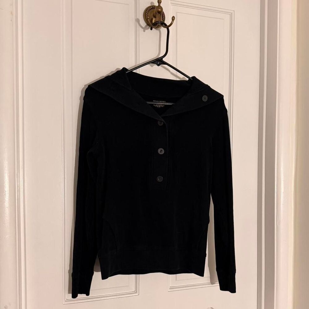 Banana Republic Womens Black Long Sleeve Collared Sweater Blouse Size XS